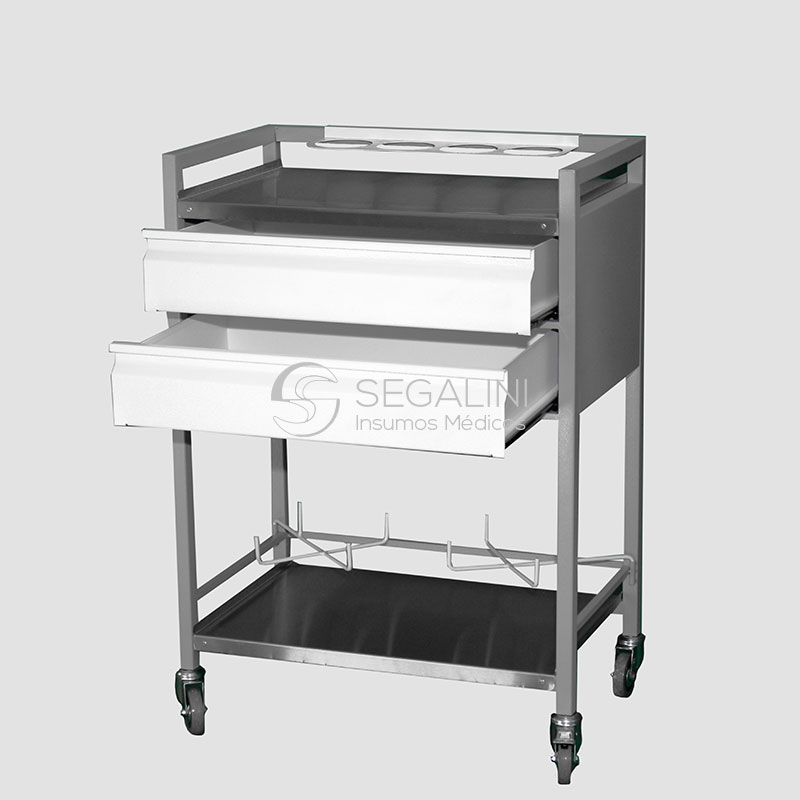 Carrito de acero inoxidable 2 cajones